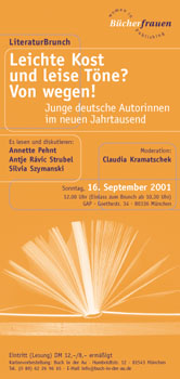 Bücherfrauen München, Einladung zum Literaturbrunch, Vorderseite