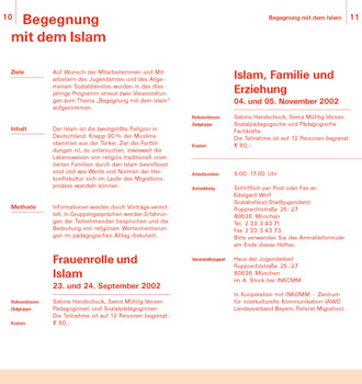 Landeshauptstadt München, Interkulturelle Verständigung, Programm, Innenseite