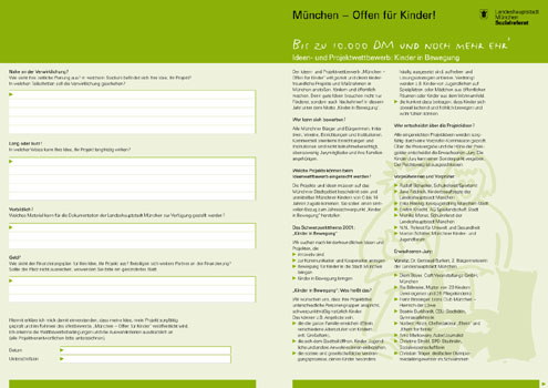 Landeshauptstadt München, Wettbewerb für Kinderfreundlichkeit, Fragebogen Ideenwettbewerb